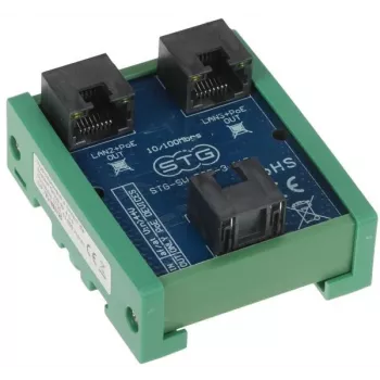 STG STG-SW-POE-3-110 PoE slēdzis / pagarinātājs, 2 PoE porti + 1 augšupielādes ports, 10/100 Mbps