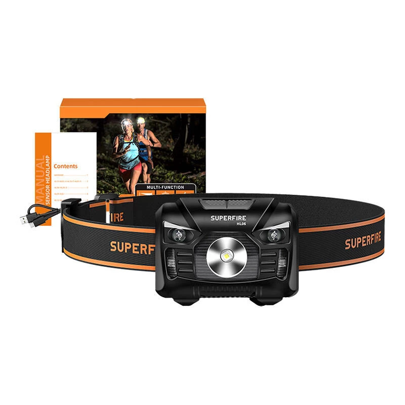 Superfire HL06 500 lūmenu uzlādējama LED galvas lampa, IP44