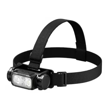 SUPERFIRE HL106 uzlādējama LED galvas lampa, 1200 lūmeni, USB-C, IPX4, 200 m stars, 5 režīmi, regulējams leņķis, melna