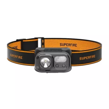 Superfire HL23-A Galvas lampa – 1200 lūmeni, P50 LED, USB-C uzlādējama, IPX4, kustību sensors