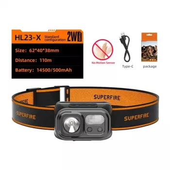 Superfire HL23-X 300 Lumen USB-C uzlādējams LED galvas lukturis