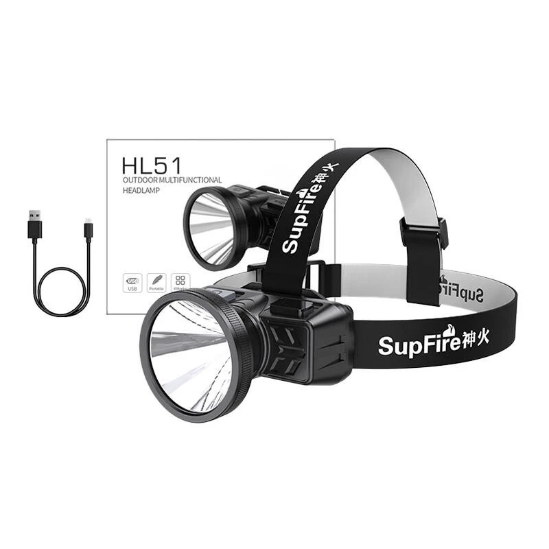 Superfire HL51 Galvaslampa, 160 lm, Micro-USB, 4 režīmi, 300 m