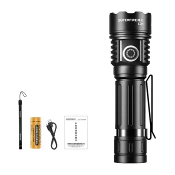 Superfire L21 lukturītis 2300 lūmeni P70 LED USB-C uzlādējams IP44