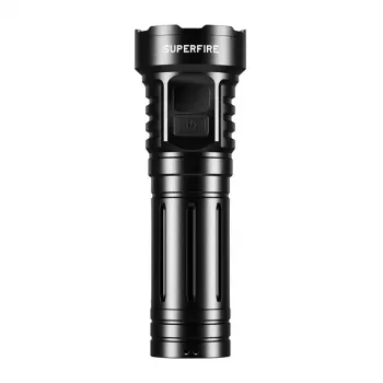 Superfire L24 USB-C uzlādējams LED lukturis, 2500 lūmenu, 500 m staru kūlis, IP44, melns