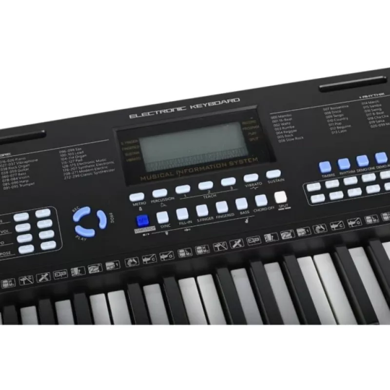 SUPRIMO EK611 61 taustiņu bērnu mācību klaviatūra ar LCD displeju, 200 toņiem, 128 ritmiem, mikrofonu un notīm