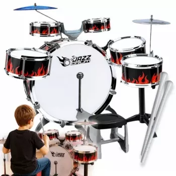 SUPRIMO K-DRUMS 2 Liels bērnu bungu komplekts ar 6 bungām, sarkans/melns