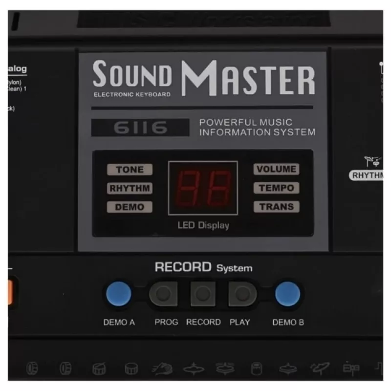 SUPRIMO MQ 6116 61 taustiņu bērnu mācību klaviatūra ar LCD, 128 balsīm, 128 ritmiem, ierakstīšanu, mikrofona ieeju, melna