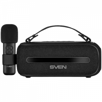 SVEN PS-255 Skaļrunis, Melns (12W, Bluetooth, FM, USB, Karaokes Mikrofons, 3600mAh)