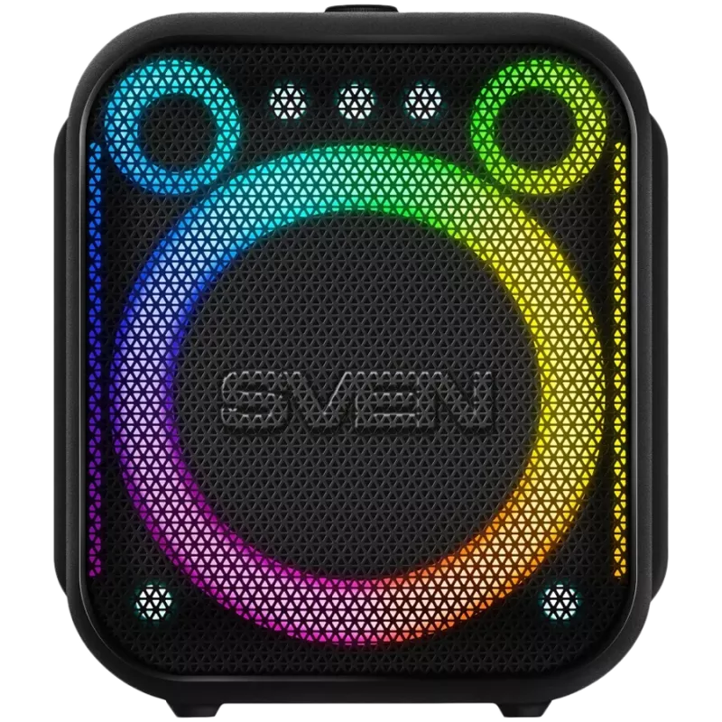 SVEN PS-880 Pārnēsājams Bluetooth skaļrunis, 110W RMS, TWS, FM, USB, microSD, LED displejs, litija baterija, melns