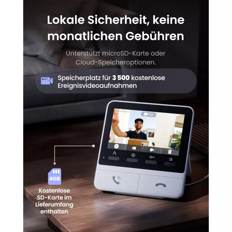 Switchbot SWB VDB-M-SW - WiFi video durvju zvans ar 4.3 inch krāsu displeju (Balts/Sudrabs)