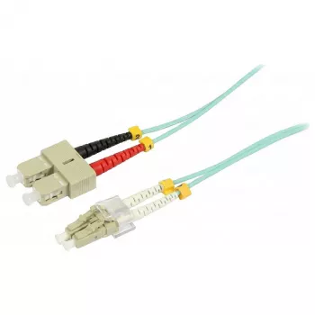 SYNERGY21 Fiber Optic Patch Cable 10m LC-SC Duplex 50/125µm OM3 LSZH Aqua 2mm