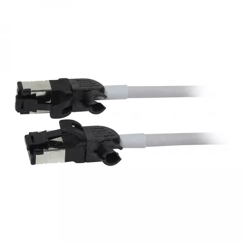 Synergy21 Patch Cable RJ45, CAT6A 500MHz, 3m, Grey, S/FTP, Slimline Round d=4.5mm, TPE/LSZH (Superflex), AWG28, with CAT7 Raw Connector, Rotatable Plug