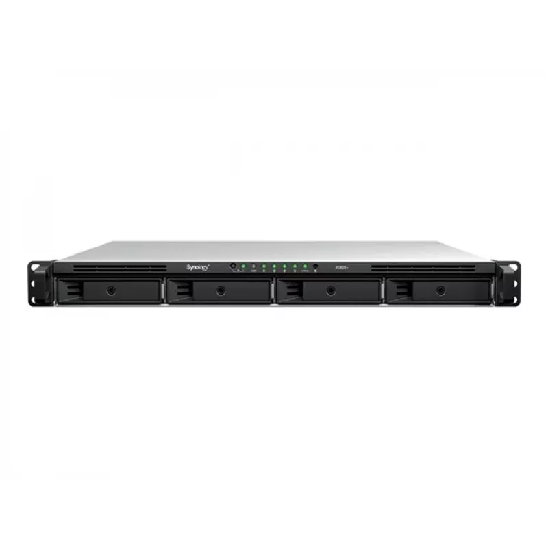Synology RS826+ 1U plaukta 4 nodalījumu NAS, AMD Ryzen V1500B, 4GB DDR4 ECC, 4x 1GbE, bez diskiem