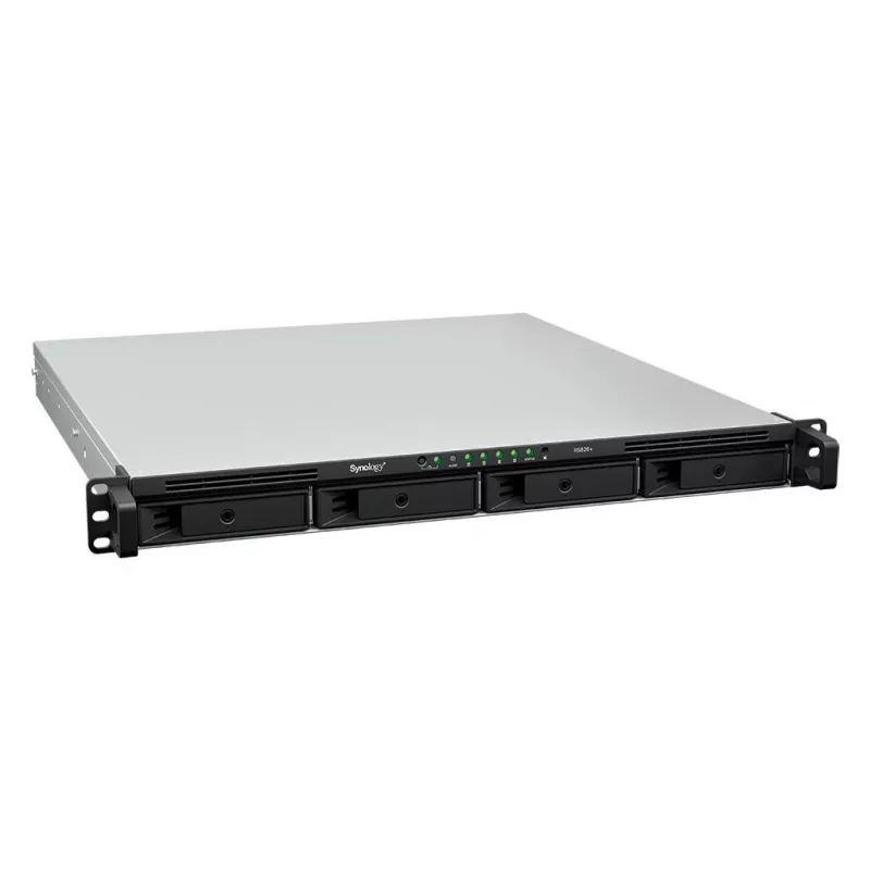 Synology RS826+ 1U plaukta 4 nodalījumu NAS, AMD Ryzen V1500B, 4GB DDR4 ECC, 4x 1GbE, bez diskiem