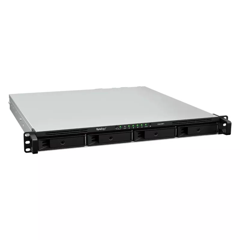 Synology RackStation RS826RP+ 4 disku 1U statņa NAS, AMD Ryzen V1500B, 4GB DDR4 ECC, 4x 1GbE, dublēts barošanas bloks