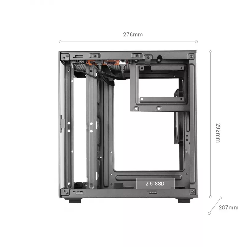 TACENS MARS MC-CUBE Micro-ATX korpuss, melns, rūdīts stikls, ARGB, USB-C
