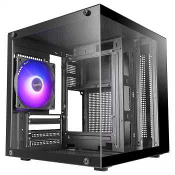 TACENS MARS MC-CUBE Micro-ATX korpuss, melns, rūdīts stikls, ARGB, USB-C