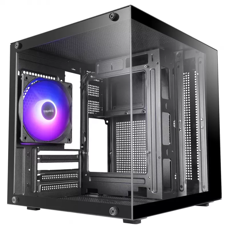 TACENS MARS MC-CUBE Micro-ATX korpuss, melns, rūdīts stikls, ARGB, USB-C