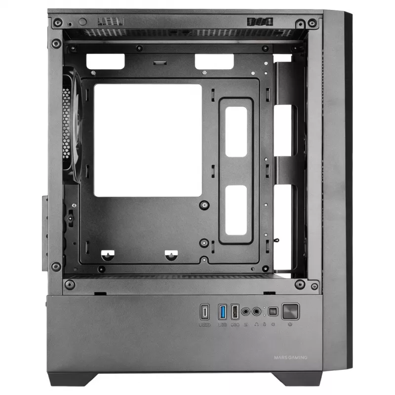 TACENS MARS MC-QUANTUM Mid-Tower ATX korpuss ar 3x120mm FDB ventilatoriem + 1x120mm ARGB ventilatoru, USB-C, rūdīts stikls, melns