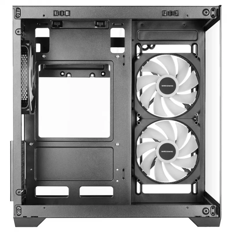 TACENS MARS MC-VIEW3 Micro-ATX korpuss ar 3x ARGB ventilatoriem, USB-C, rūdītu stiklu