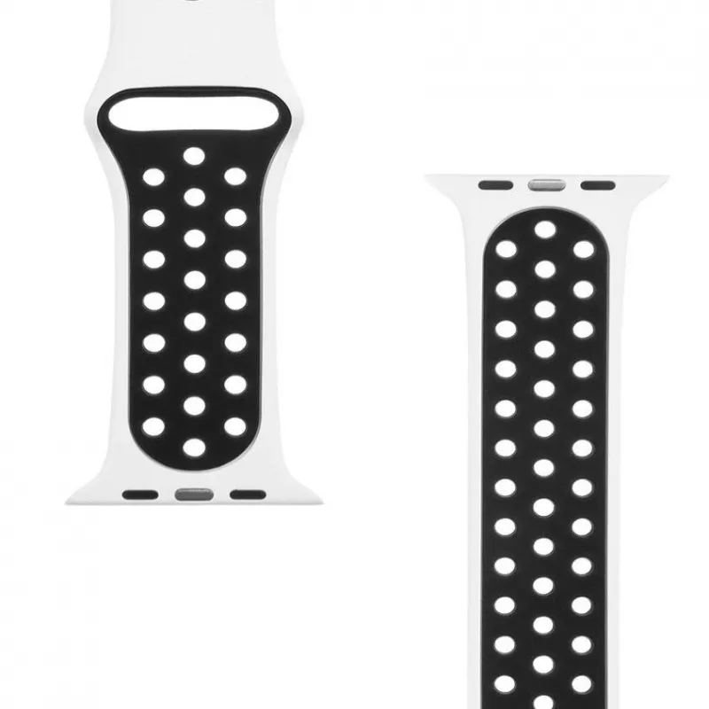 Taktiskais Apple Watch 42/44/45mm dubultais silikona siksniņš balts melns
