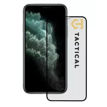 Taktiskais rūdīta stikla ekrāna aizsargs Apple iPhone 11 Pro, XS, X - 9H, 2.5D, Full Glue, Melns