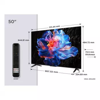 TCL 50P6K 50 collu (127 cm) 4K Ultra HD LED viedtelevizors ar Google TV, HDMI, VESA 200x200, LAN un Wi-Fi