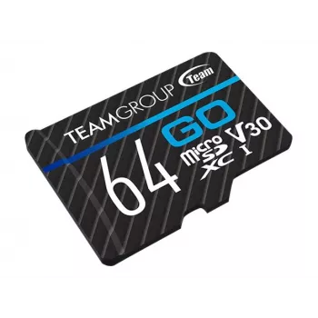 Team Group GO Card MicroSDXC 64GB UHS-I U3 Speed Class 10 V30 A1 ar SD adapteri - Melns