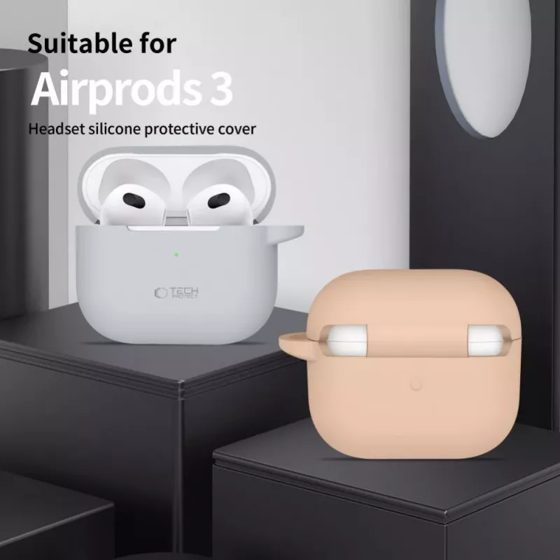 Tech-Protect Apple AirPods 3 Silikona Āķa Maciņš Melns