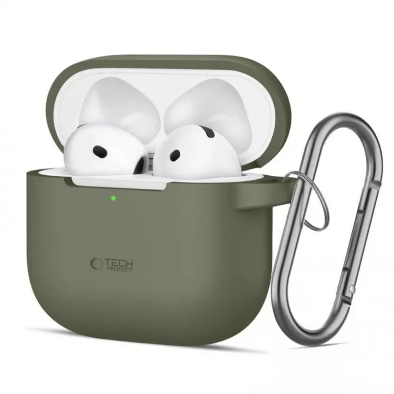 Tech-Protect Apple AirPods 4 Silicone Hook Case Olive Green