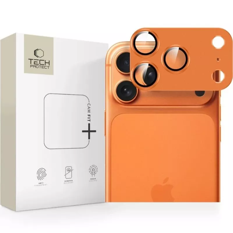 Tech-Protect CamFull Fit kameras objektīva aizsargs Apple iPhone 17 Pro Max - Cosmic Orange