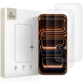 Tech-Protect Glass Fit+ 2-Pack rūdīta stikla ekrāna aizsargs iPhone 16 Pro / 17 / 17 Pro - caurspīdīgs