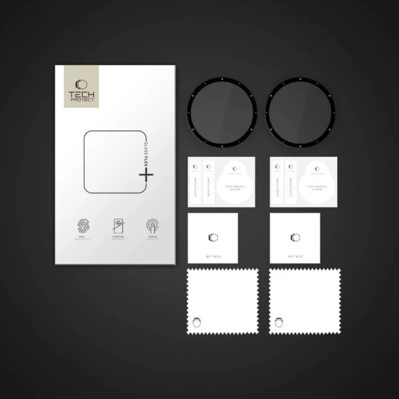 Tech-Protect Glass Flex+ hibrīda stikla ekrāna aizsargs Garmin Venu 3 (2 iepakojums, melna apmale)