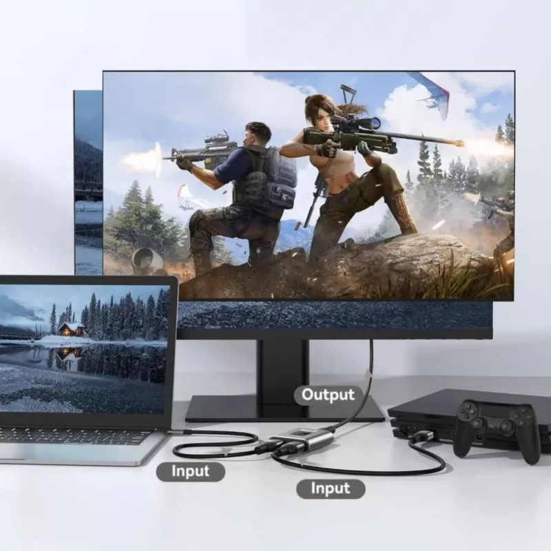 Tech-Protect HB07 USB-C Hub Adapter 2-in-1 HDMI 4K 60Hz - Pelēks