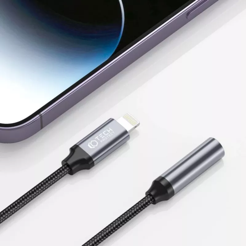 Tech-Protect Lightning (Vīrietis) uz 3.5mm Mini Jack (Sieviete) Adapteris - Balts