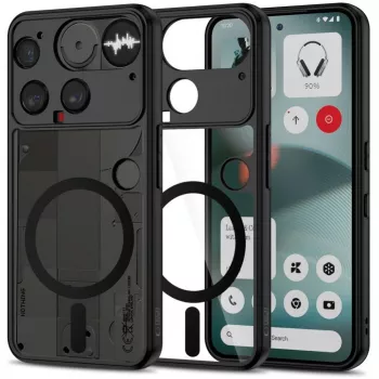 Tech-Protect MagMat MagSafe maciņš Nothing Phone 3 - melns un caurspīdīgs