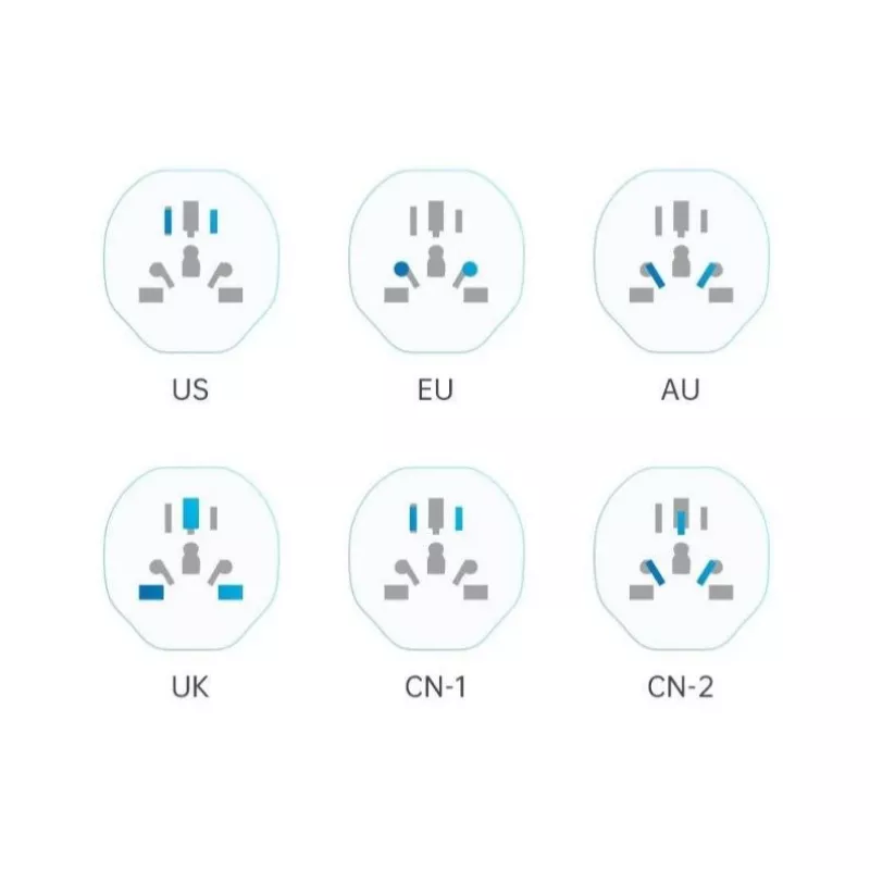 Tech-Protect Universal WL-09 Universāls ceļojumu adapteris no ES balts