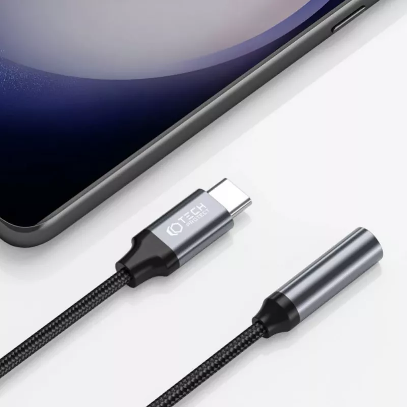 Tech-Protect USB-C uz 3.5mm Mini Jack Audio Adapteris (Sieviešu) - Melns
