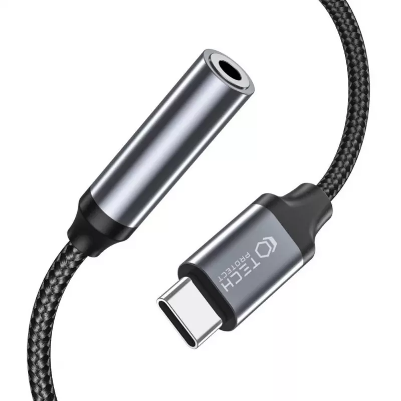 Tech-Protect USB-C uz 3.5mm Mini Jack Audio Adapteris (Sieviešu) - Melns