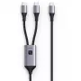 TECHLY USB-C uz diviem USB-C sadalītāja kabelis 100W 1.5m PD QC PPS Melns