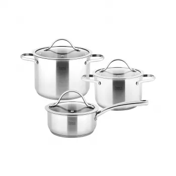 TEESA COOK EXPERT MASTER 6-daļīgs nerūsējošā tērauda trauku komplekts ar vākiem, saderīgs ar indukciju