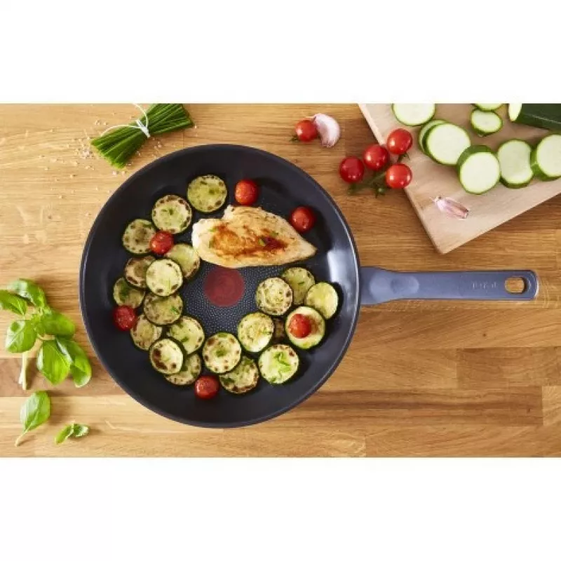 Tefal Daily Cook G7300455 24 cm panna, nerūsējošais tērauds, Titanium 2X nepiedegoša, Thermo-Signal, visām plītīm