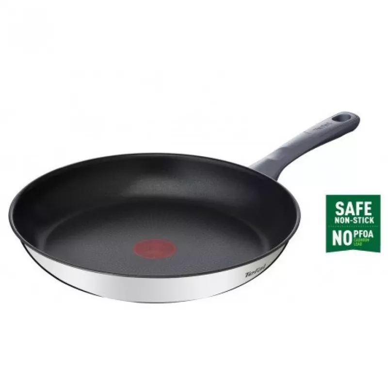 Tefal Daily Cook G7300455 24 cm panna, nerūsējošais tērauds, Titanium 2X nepiedegoša, Thermo-Signal, visām plītīm