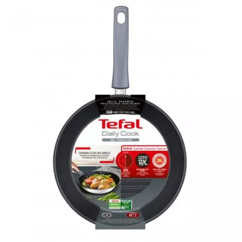 Tefal Daily Cook G7314055 26 cm Grill Panna ar Titāna Nepiedegošo Pārklājumu un Thermo-Signal