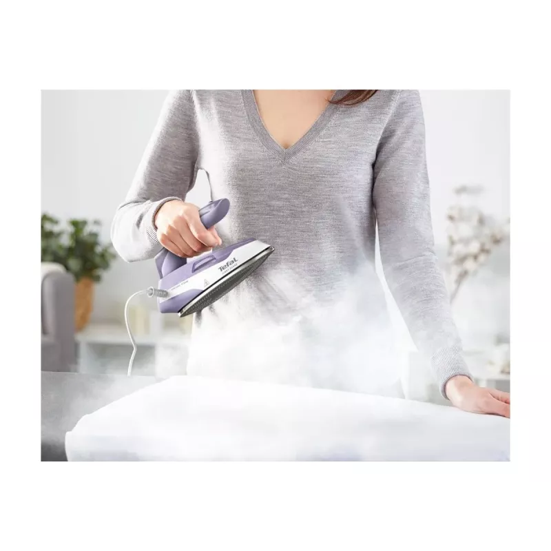 Tefal First Class DB1612E0 ceļojumu gludeklis - 1100 W, nerūsējošā tērauda pamatne, divsprieguma, 70 ml tvertne, balts/zils