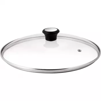 Tefal stikla vāks Ø30cm – rūdīta stikla vāks ar tvaika atveri, nerūsējošā tērauda mala, mazgājams trauku mazgājamajā mašīnā