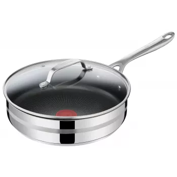 TEFAL Jamie Oliver Premium Nerūsējošā tērauda cepamā panna 28 cm ar titāna nepiedegošo pārklājumu un stikla vāku