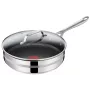 TEFAL Jamie Oliver Premium Nerūsējošā tērauda cepamā panna 28 cm ar titāna nepiedegošo pārklājumu un stikla vāku