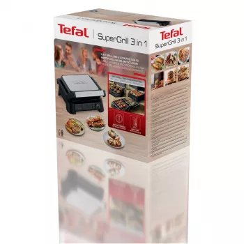 Tefal SuperGrill 3-in-1 GC510DE0 Kontaktgrils, 2000 W, Sudraba/Melns