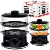 Tefal VC140135 ērti lietojams tvaika gatavotājs, 2 grozi, 6,5 L, 900 W, melns